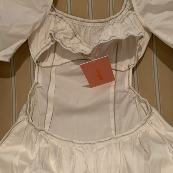CULT GAIA ZOWIE CUT-OUT MIDI DRESS WHITE COTTON POPLIN FABRICATION SIZE 4 - Picture 12 of 16